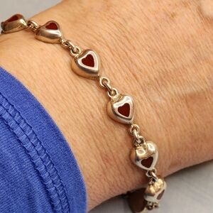 Sterling with Red Enamel Hearts 💕 Bracelet